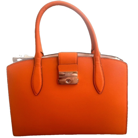NWOT Kate Spade Medium Satchel & Twilly | Voyage Grain Textured Leather | Orange - Picture 3 of 8